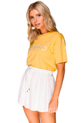Apero Embroidered Tee - Yellow