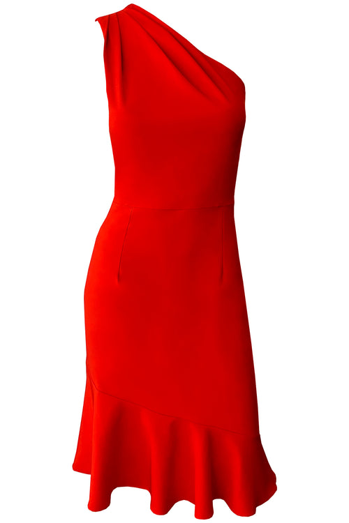 Chrissy One Shoulder Dress - Red