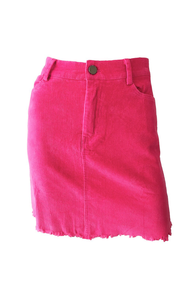 Margot Corduroy Skirt - Hot Pink