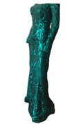 Regal Long Sleeve Gown - Emerald