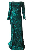 Regal Long Sleeve Gown - Emerald